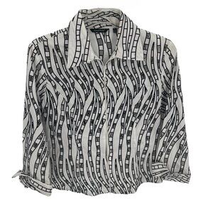 Samuel Dong Womens Jacket Small White Black Full Zip Black White Cutouts